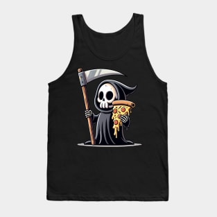 Grim Reaper with Pizza, Funny Pizza lover Tank Top